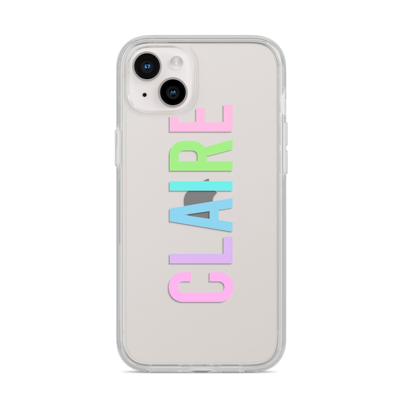 Personalised Pastel Colour Name iPhone 14 Plus Clear Tough Case Starlight