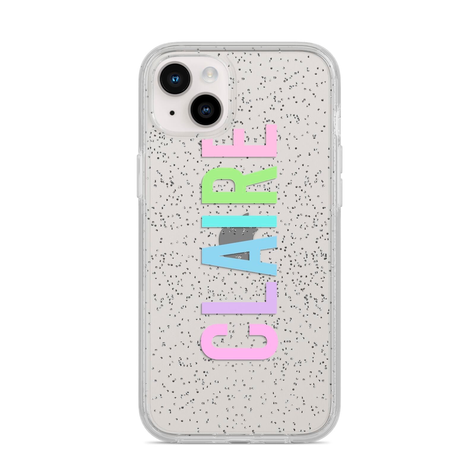 Personalised Pastel Colour Name iPhone 14 Plus Glitter Tough Case Starlight