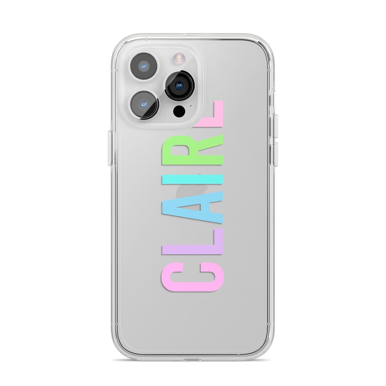 Personalised Pastel Colour Name iPhone 14 Pro Max Clear Tough Case Silver