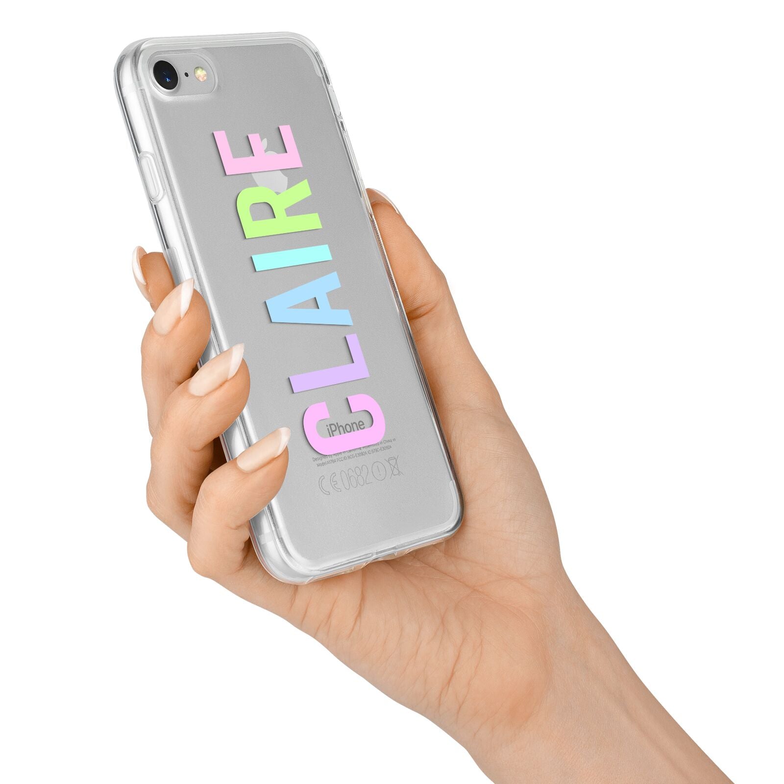 Personalised Pastel Colour Name iPhone 7 Bumper Case on Silver iPhone Alternative Image