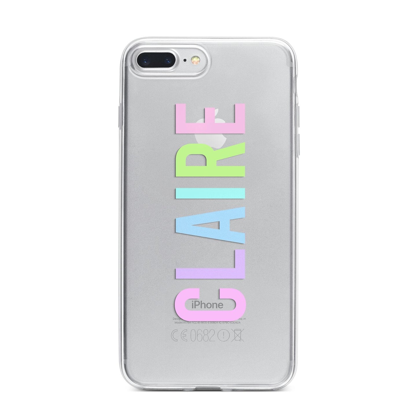 Personalised Pastel Colour Name iPhone 7 Plus Bumper Case on Silver iPhone