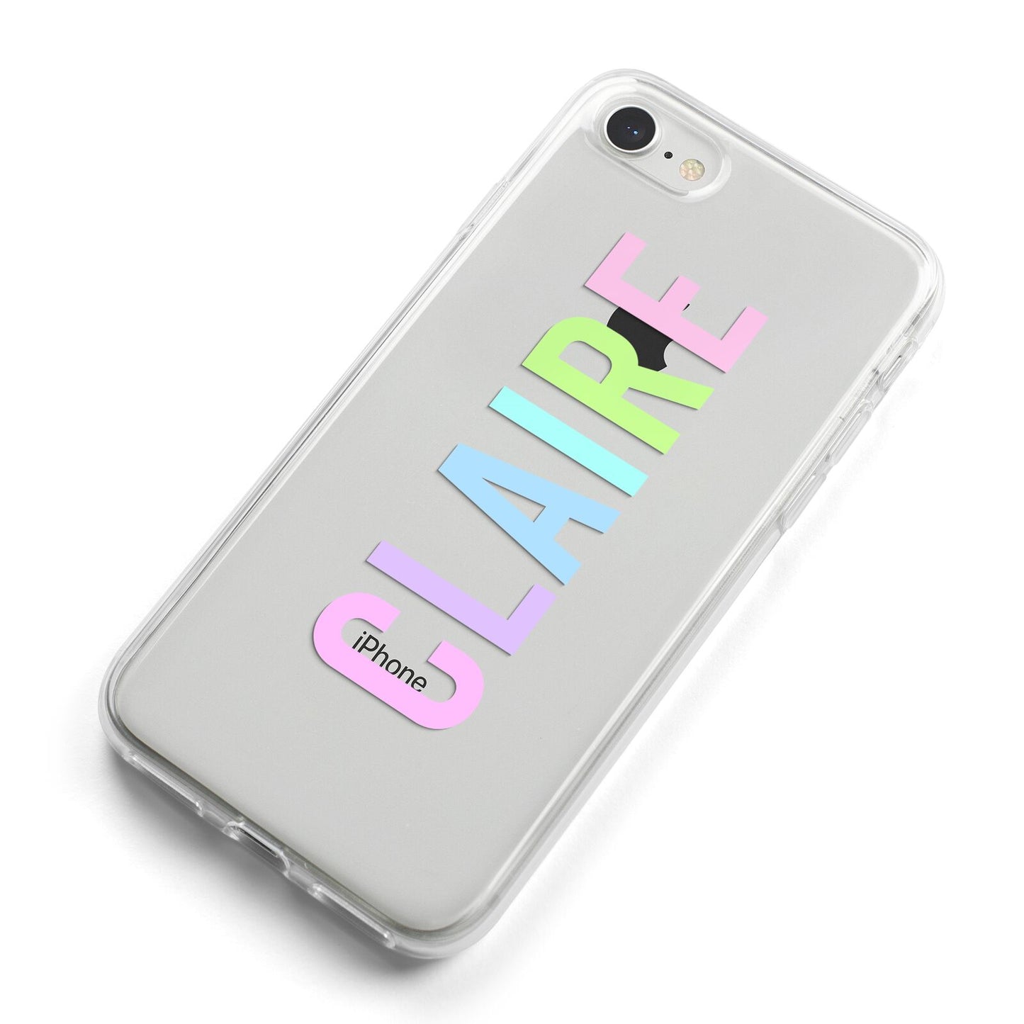 Personalised Pastel Colour Name iPhone 8 Bumper Case on Silver iPhone Alternative Image