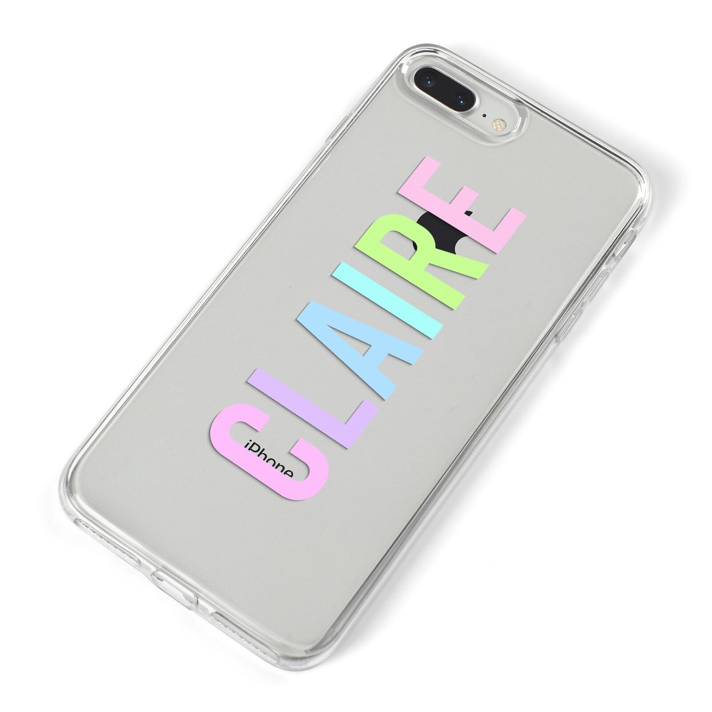 Personalised Pastel Colour Name iPhone 8 Plus Bumper Case on Silver iPhone Alternative Image