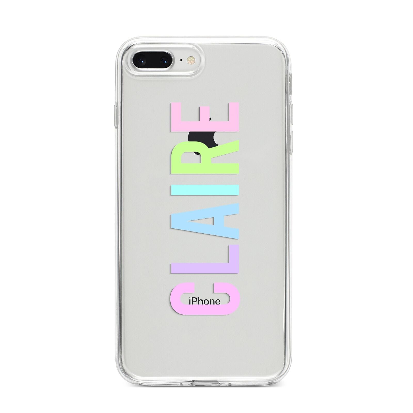 Personalised Pastel Colour Name iPhone 8 Plus Bumper Case on Silver iPhone