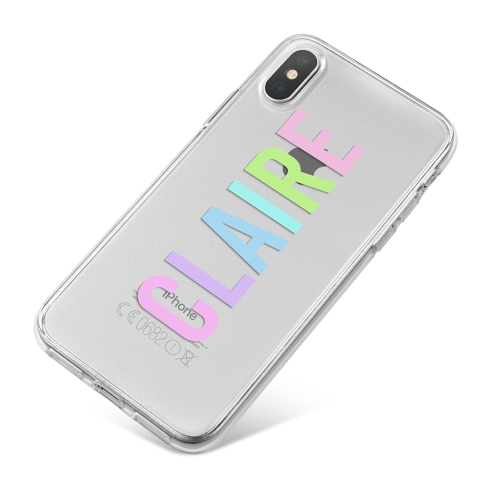 Personalised Pastel Colour Name iPhone X Bumper Case on Silver iPhone