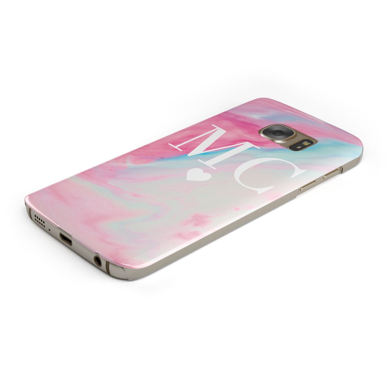 Personalised Pastel Marble Initials Protective Samsung Galaxy Case Angled Image