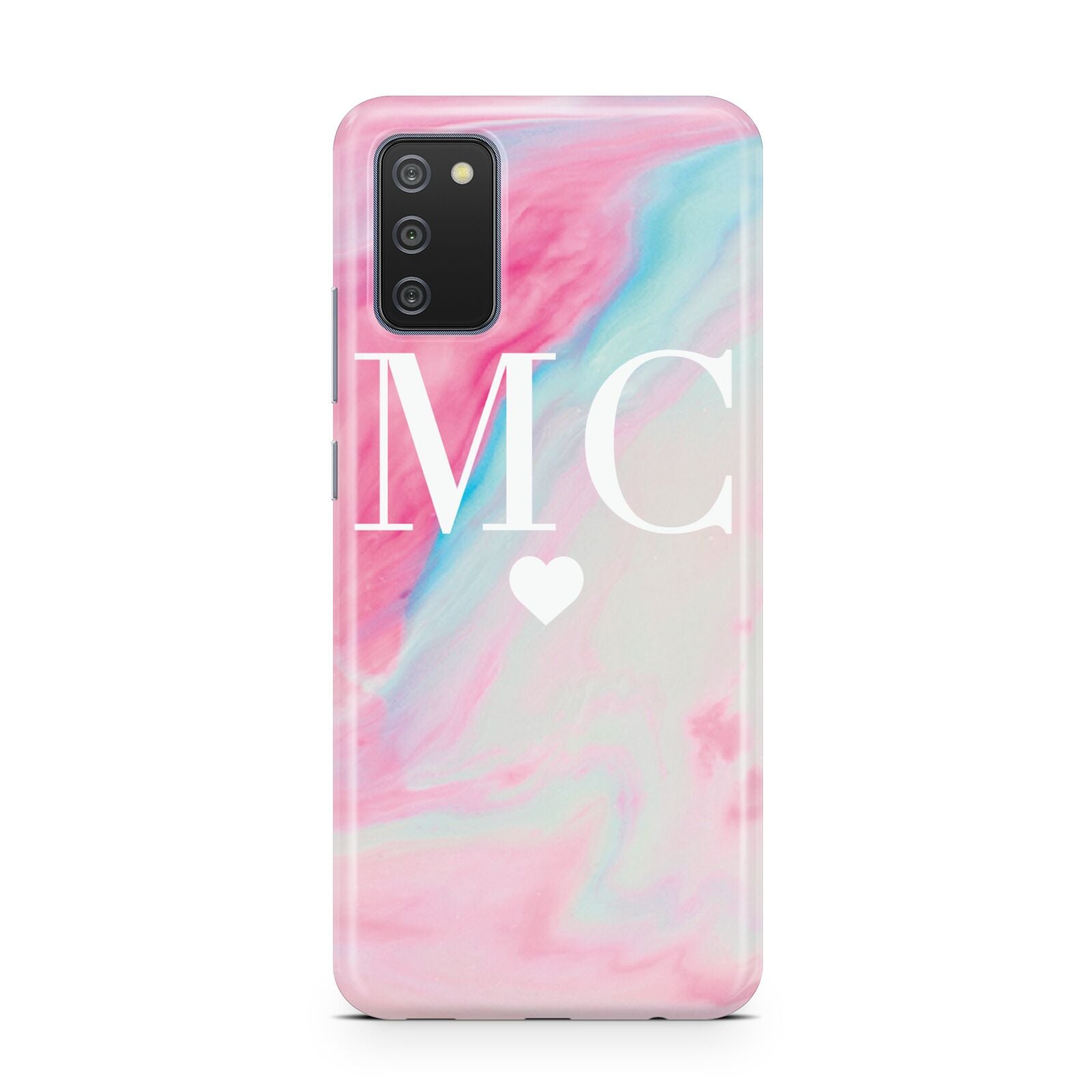 Personalised Pastel Marble Initials Samsung A02s Case