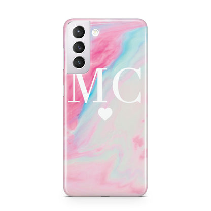 Personalised Pastel Marble Initials Samsung S21 Case