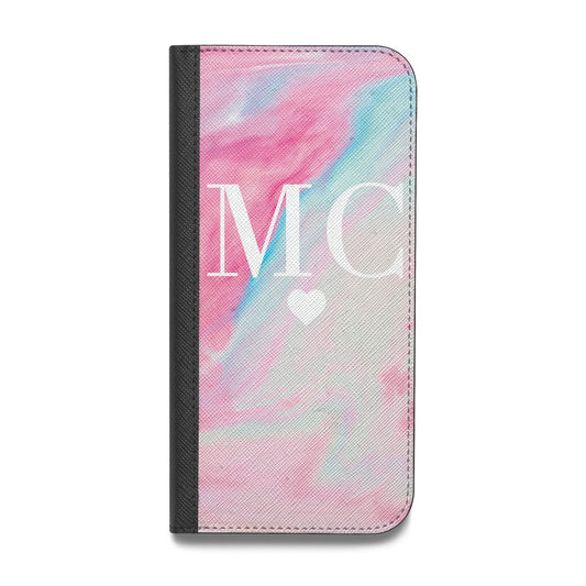 Personalised Pastel Marble Initials Vegan Leather Flip iPhone Case