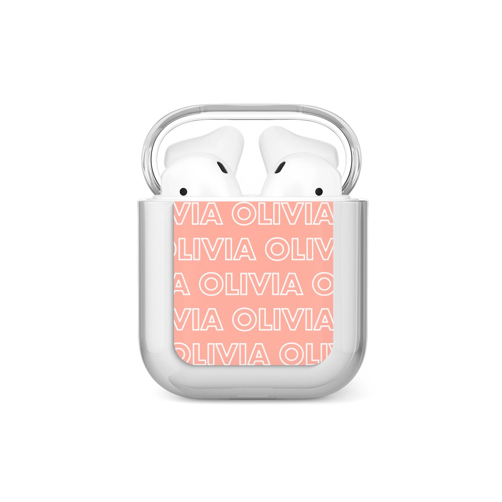 Personalised Peach Name AirPods Case