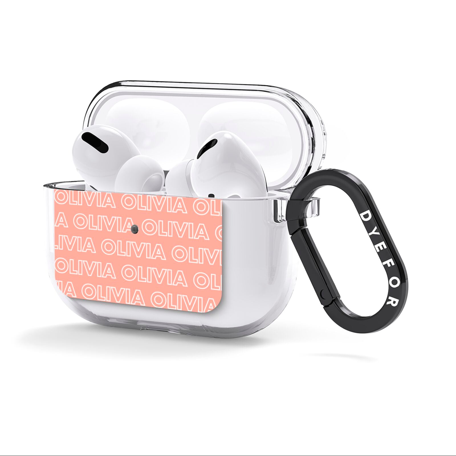 Personalised Peach Name AirPods Clear Case 3rd Gen Side Image