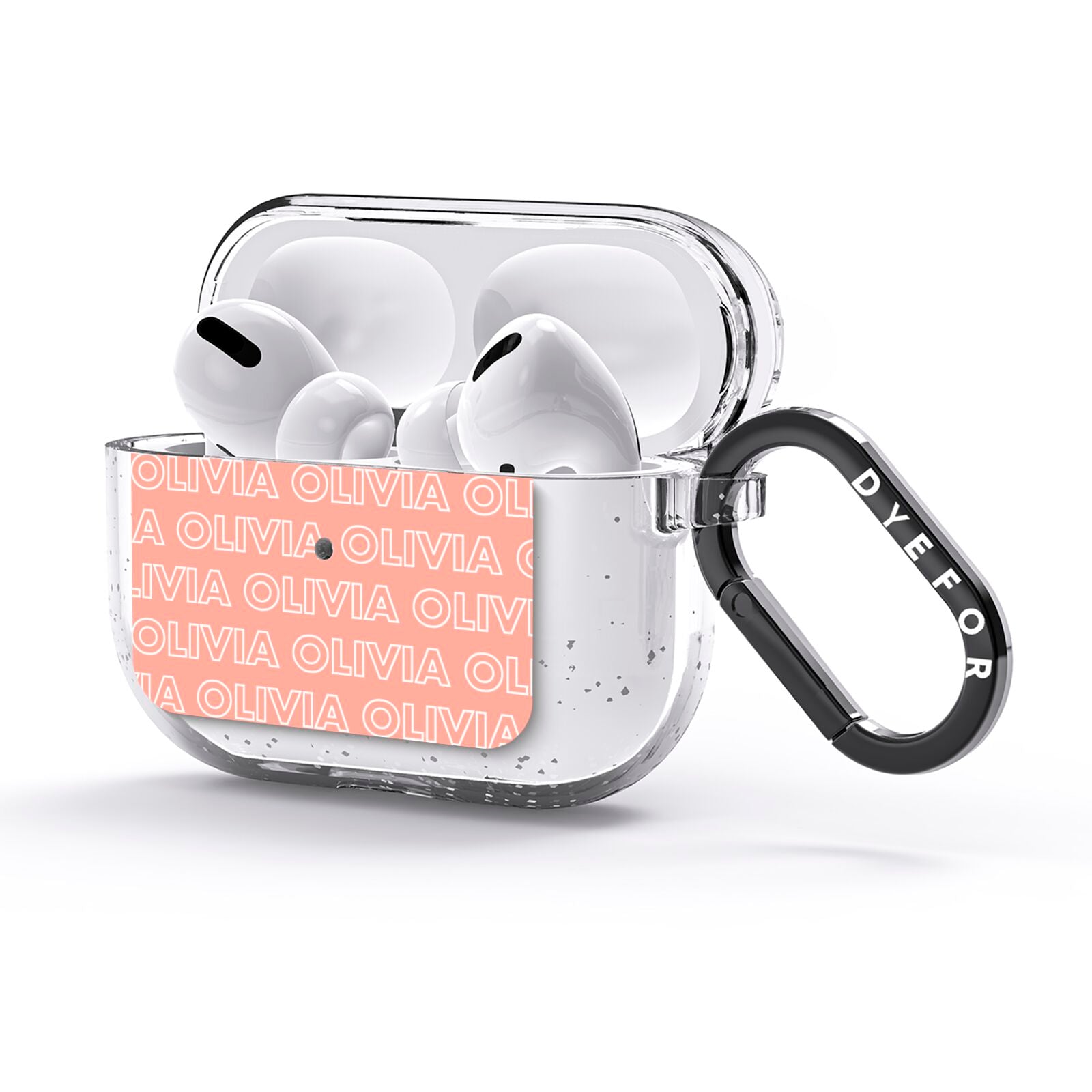 Personalised Peach Name AirPods Glitter Case 3rd Gen Side Image