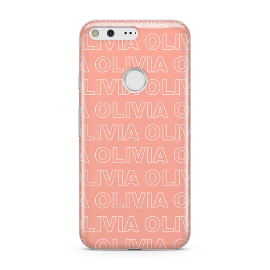 Personalised Peach Name Google Pixel Case