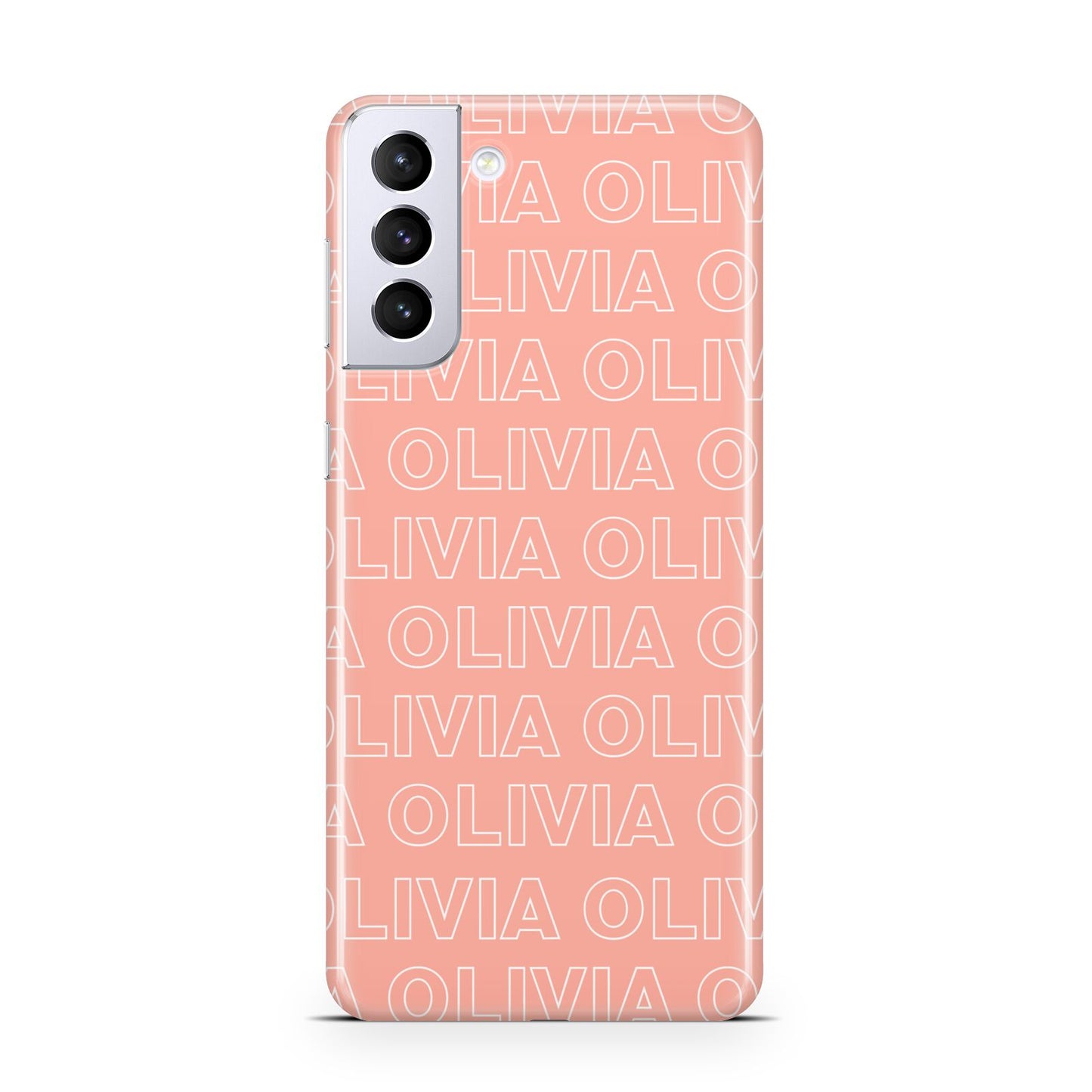 Personalised Peach Name Samsung S21 Plus Case