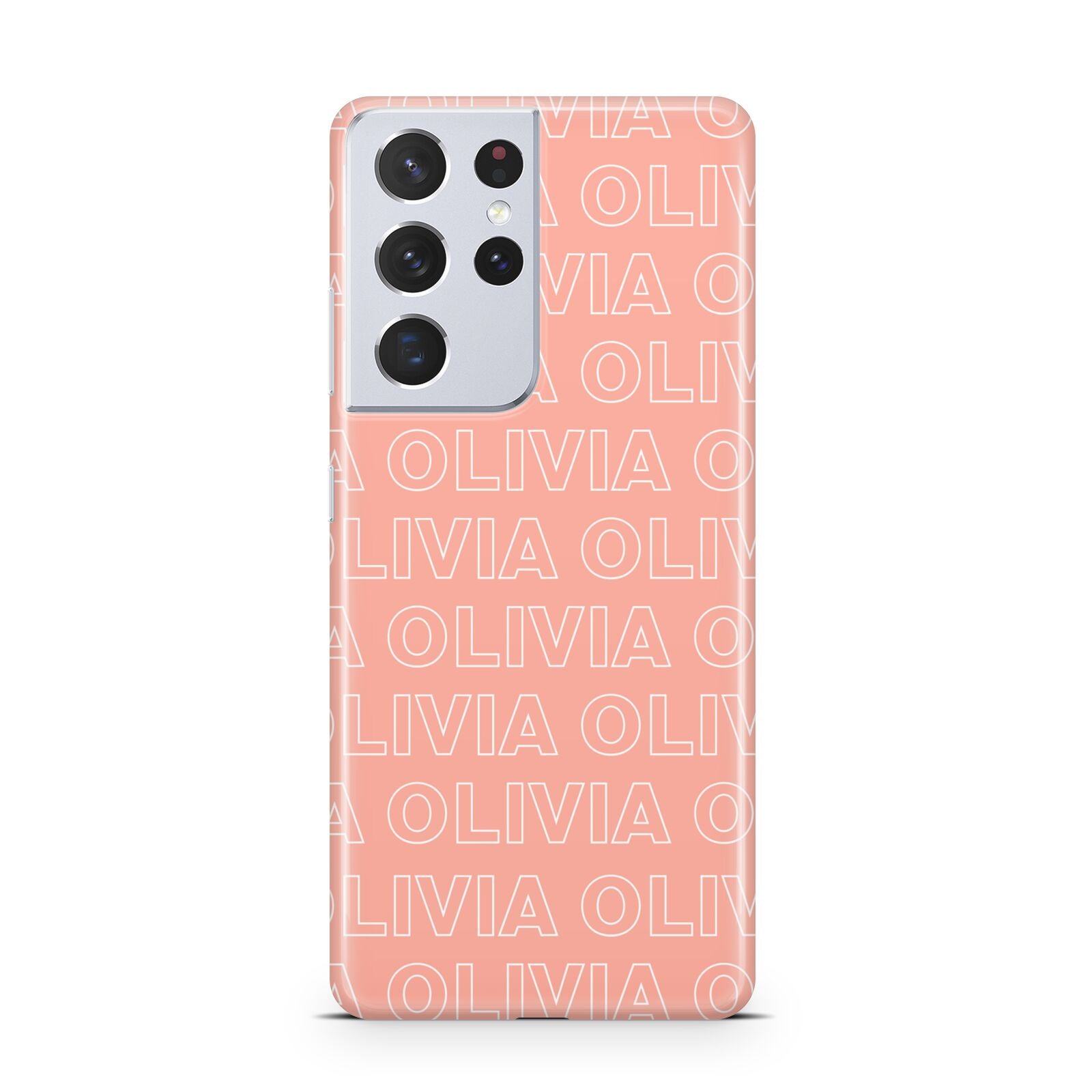 Personalised Peach Name Samsung S21 Ultra Case