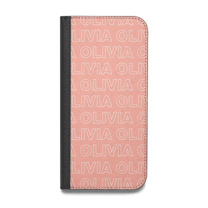 Personalised Peach Name Vegan Leather Flip iPhone Case