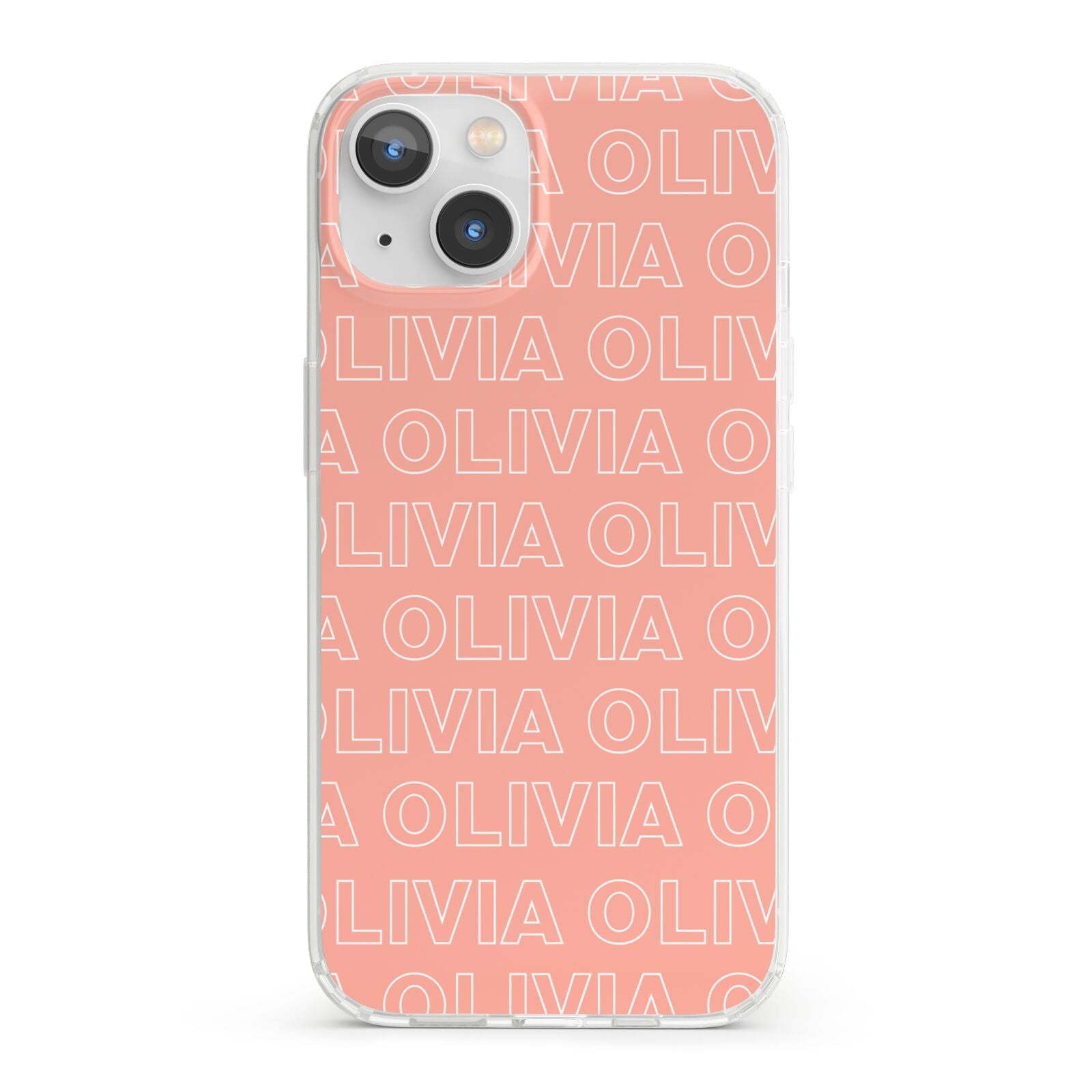Personalised Peach Name iPhone 13 Clear Bumper Case