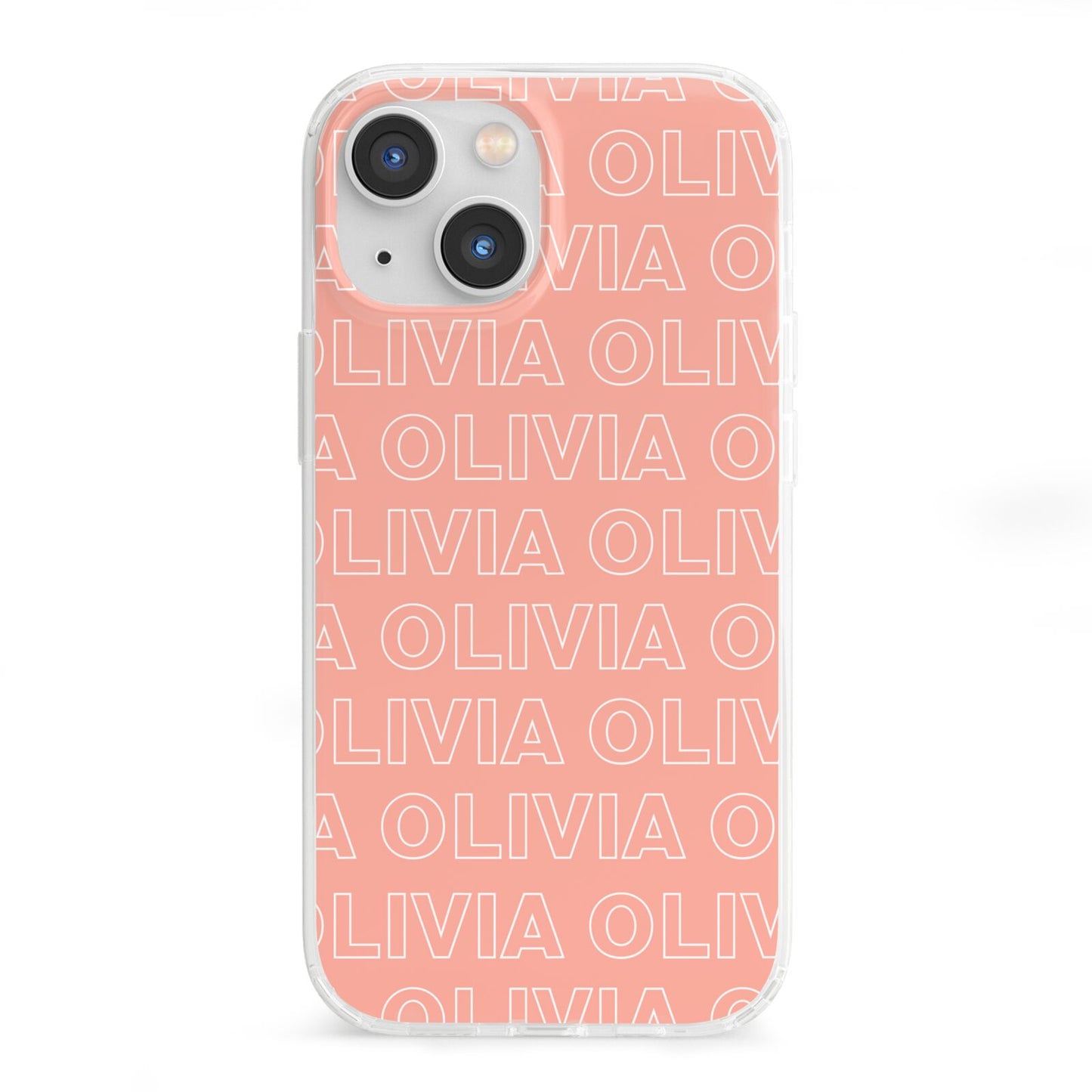 Personalised Peach Name iPhone 13 Mini Clear Bumper Case
