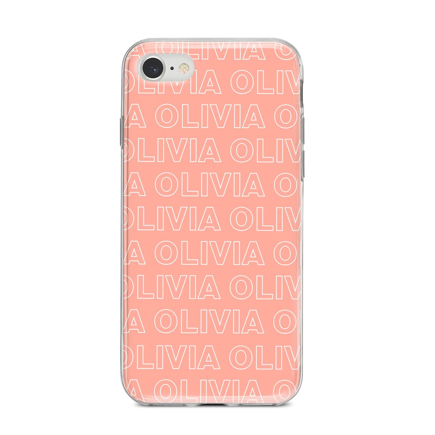 Personalised Peach Name iPhone 8 Bumper Case on Silver iPhone