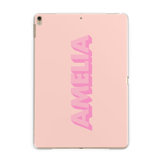 Personalised Peach Pink Name Apple iPad Gold Case