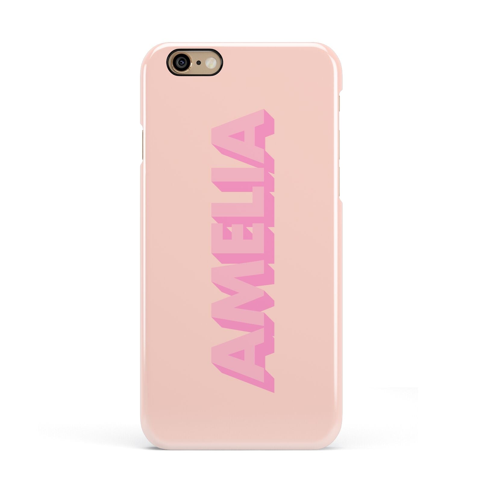 Personalised Peach Pink Name Apple iPhone 6 3D Snap Case