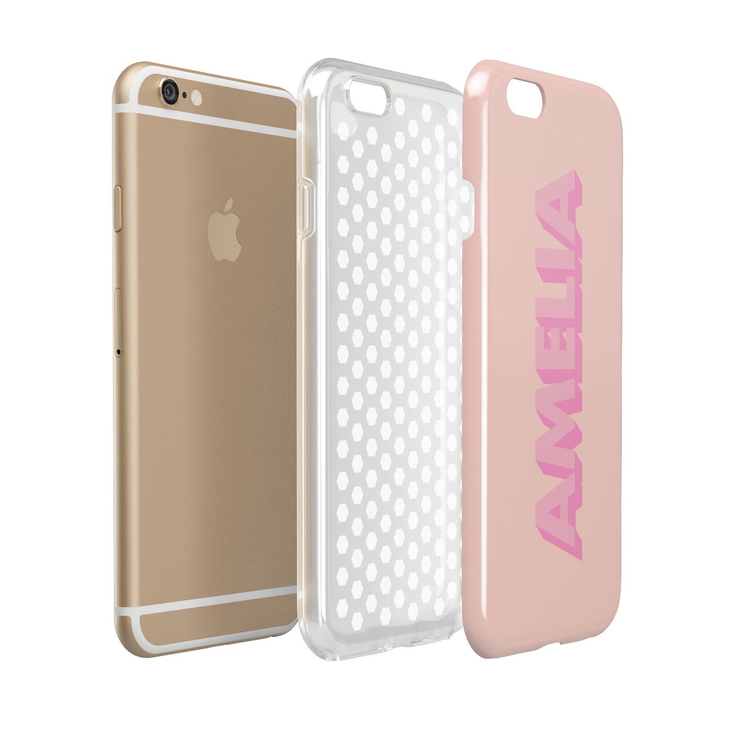 Personalised Peach Pink Name Apple iPhone 6 3D Tough Case Expanded view