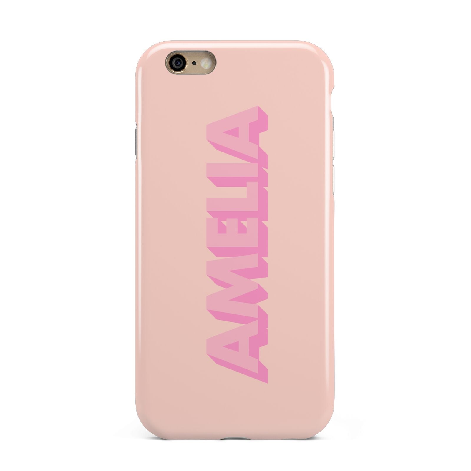 Personalised Peach Pink Name Apple iPhone 6 3D Tough Case