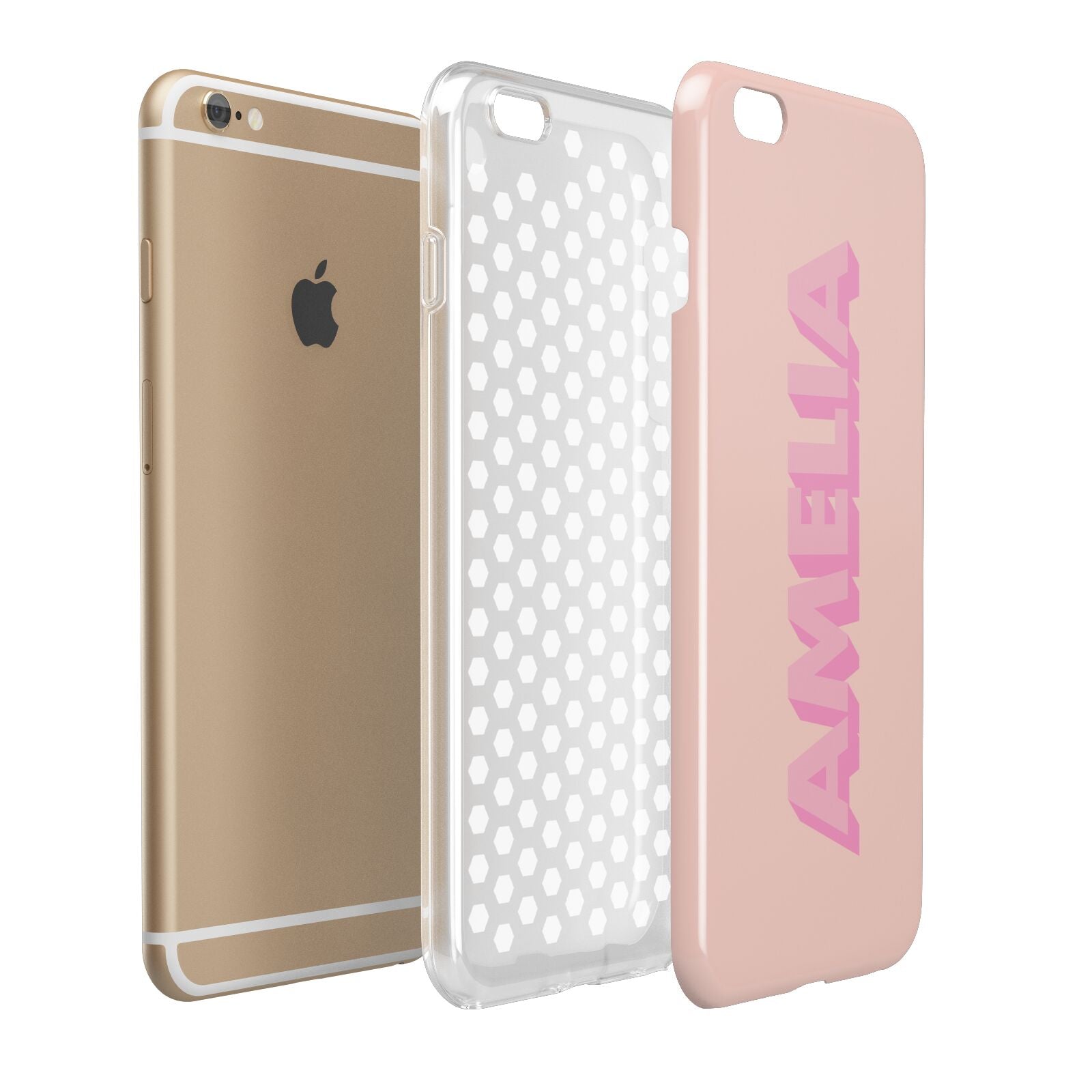 Personalised Peach Pink Name Apple iPhone 6 Plus 3D Tough Case Expand Detail Image