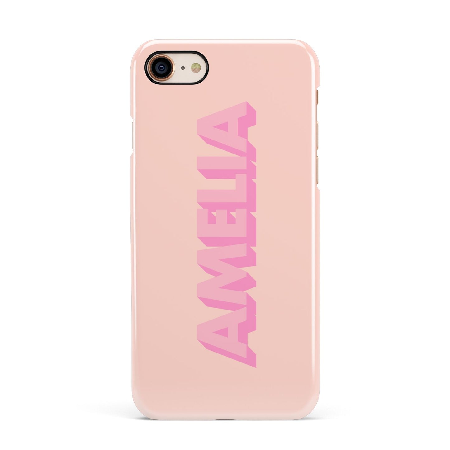 Personalised Peach Pink Name Apple iPhone 7 8 3D Snap Case