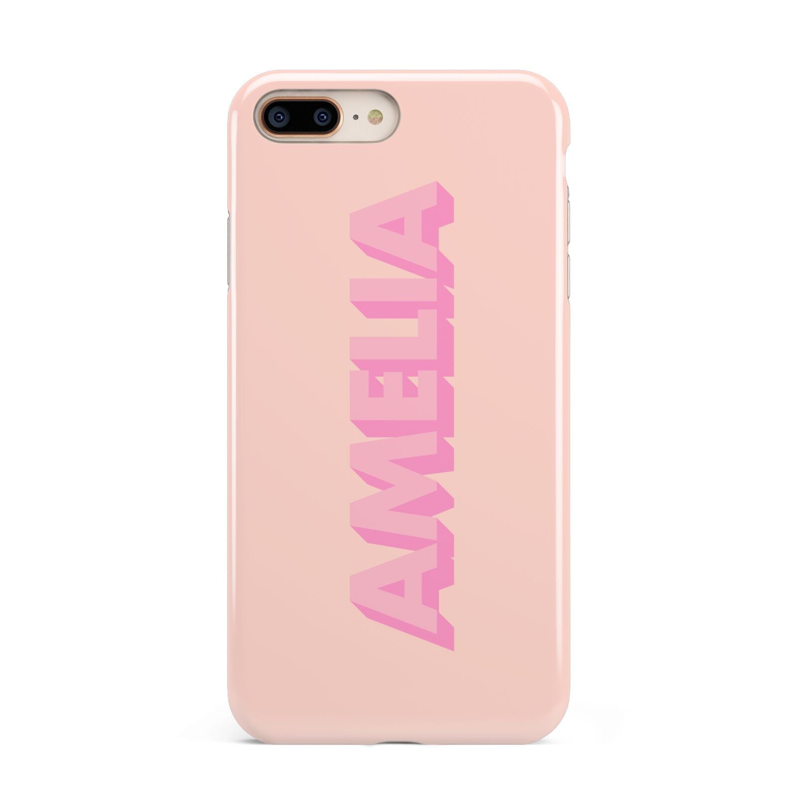 Personalised Peach Pink Name Apple iPhone 7 8 Plus 3D Tough Case