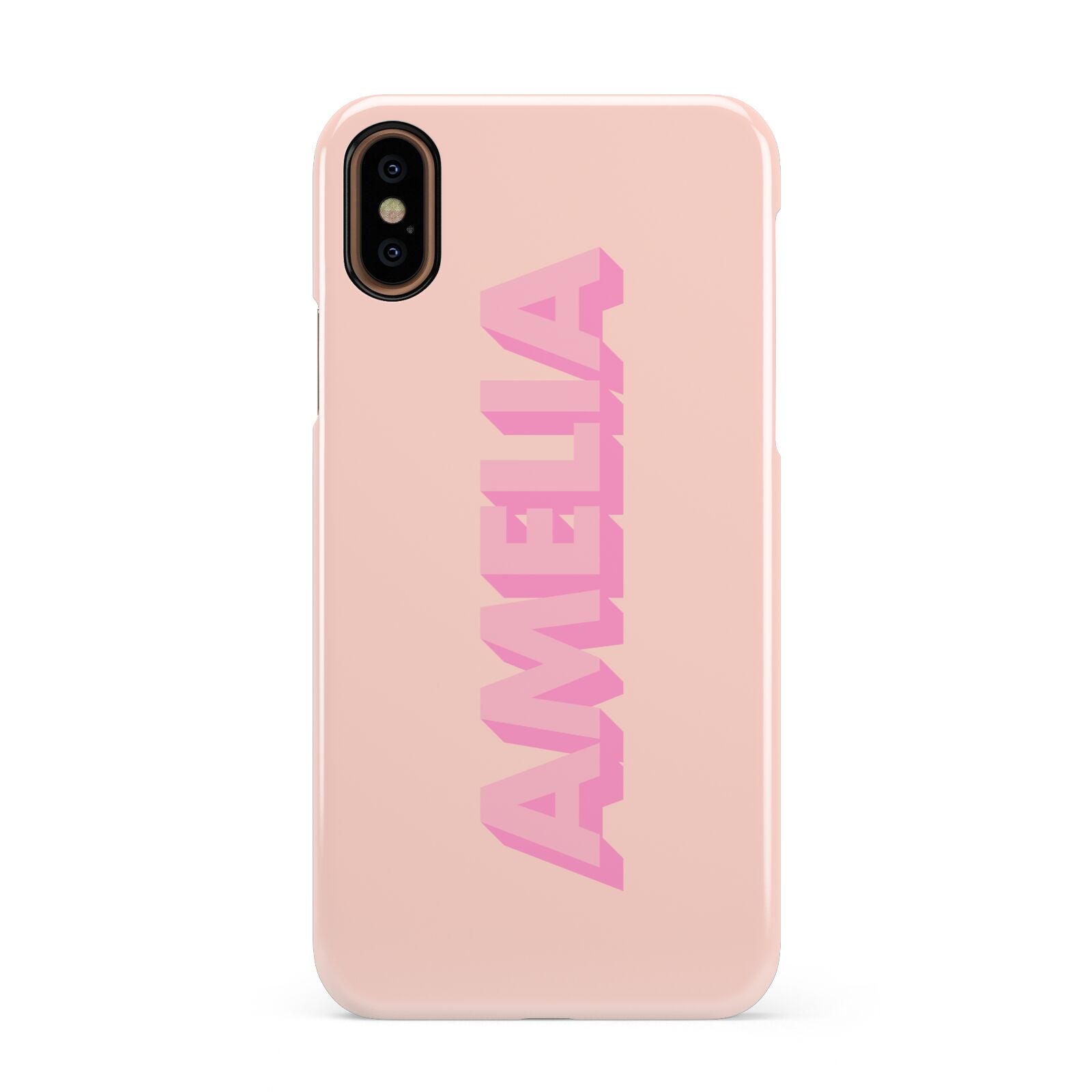 Personalised Peach Pink Name Apple iPhone XS 3D Snap Case