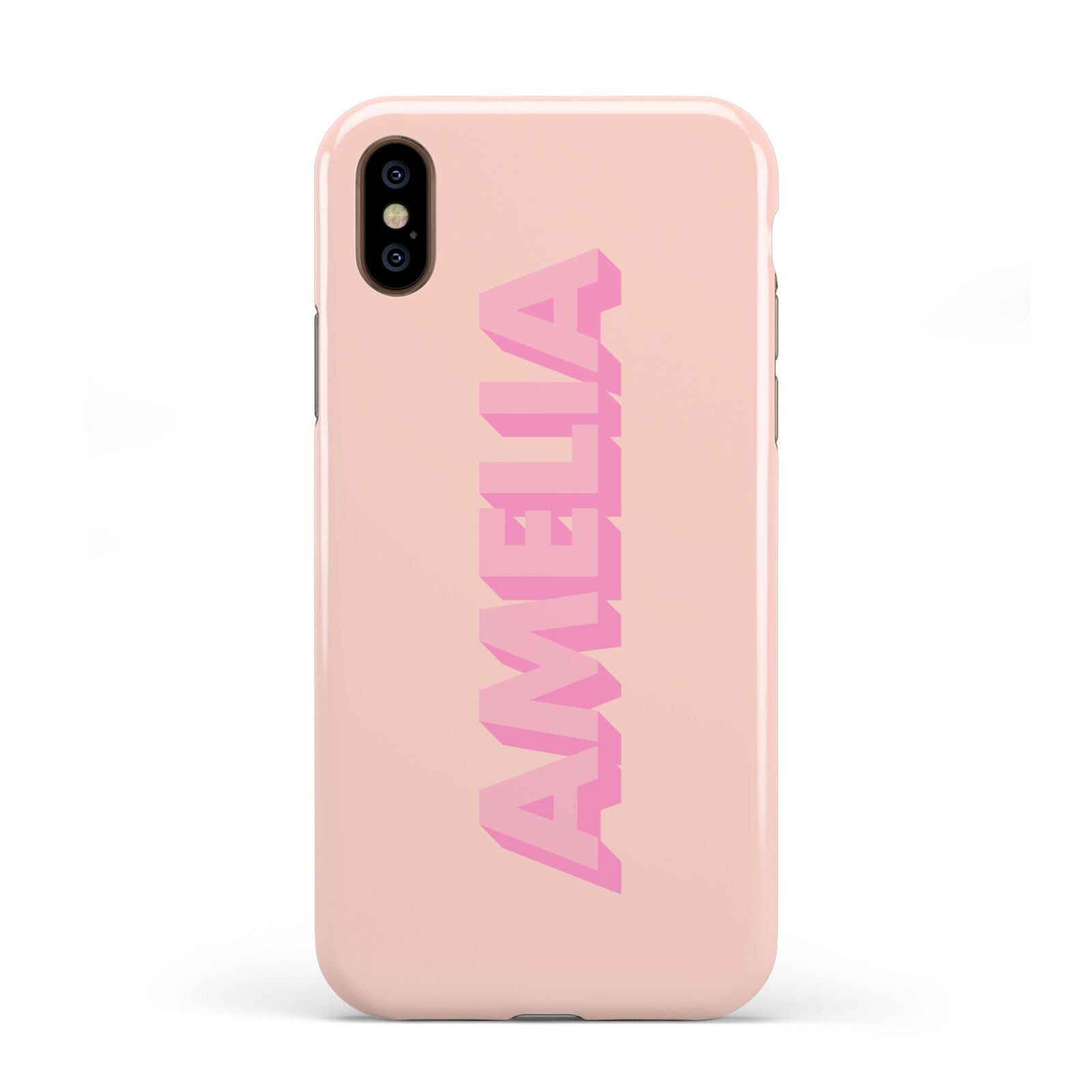 Personalised Peach Pink Name Apple iPhone XS 3D Tough