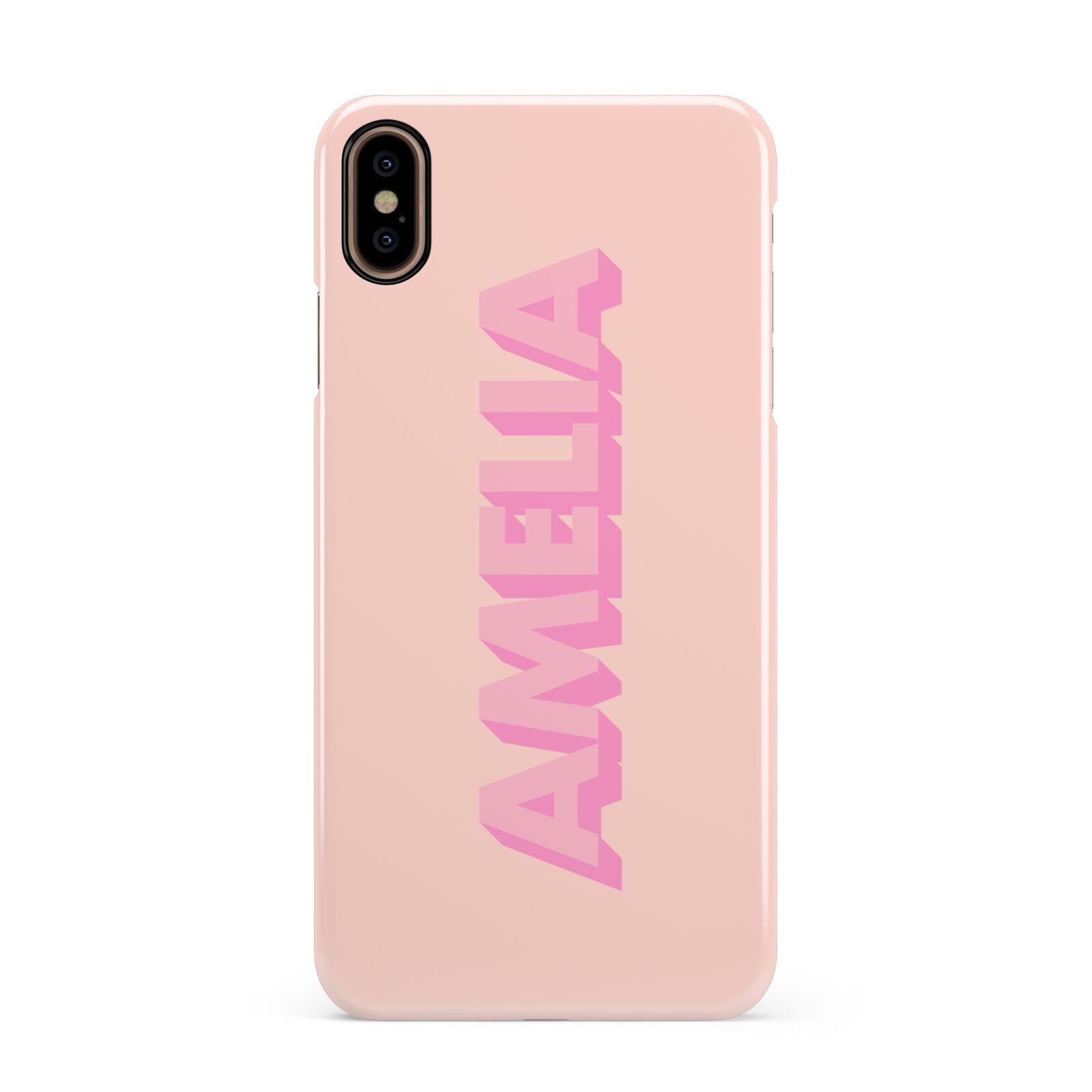 Personalised Peach Pink Name Apple iPhone Xs Max 3D Snap Case