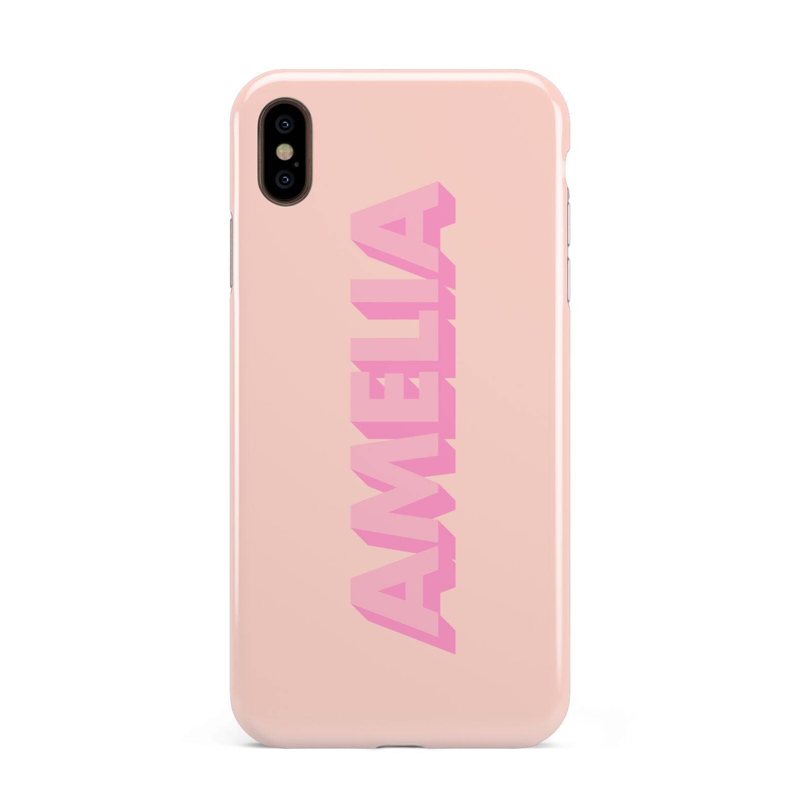 Personalised Peach Pink Name Apple iPhone Xs Max 3D Tough Case