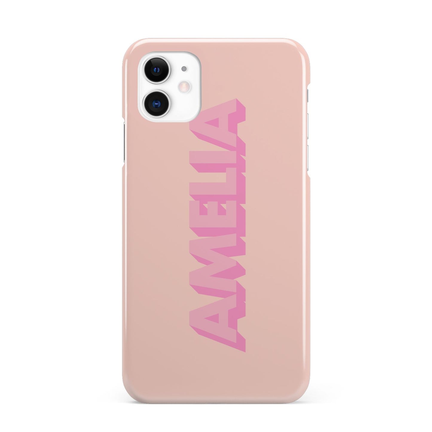 Personalised Peach Pink Name iPhone 11 3D Snap Case