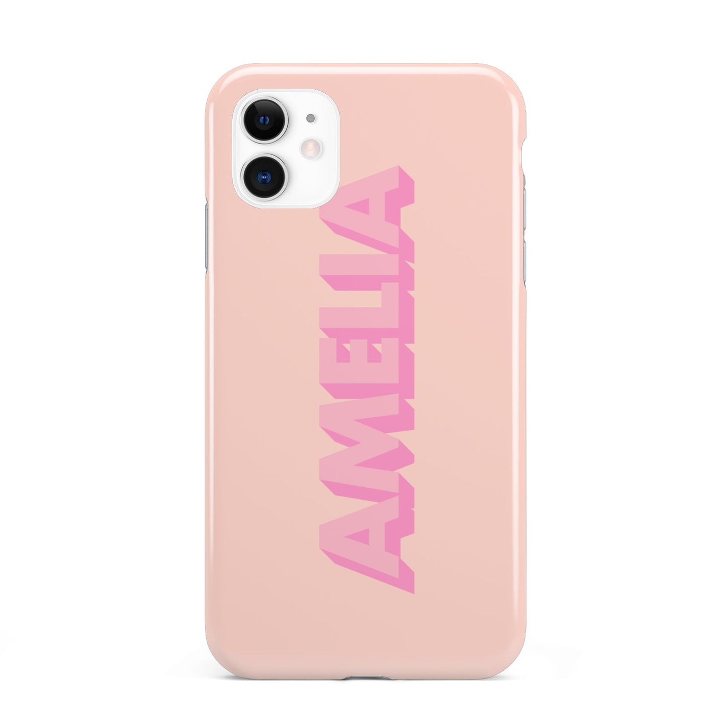 Personalised Peach Pink Name iPhone 11 3D Tough Case