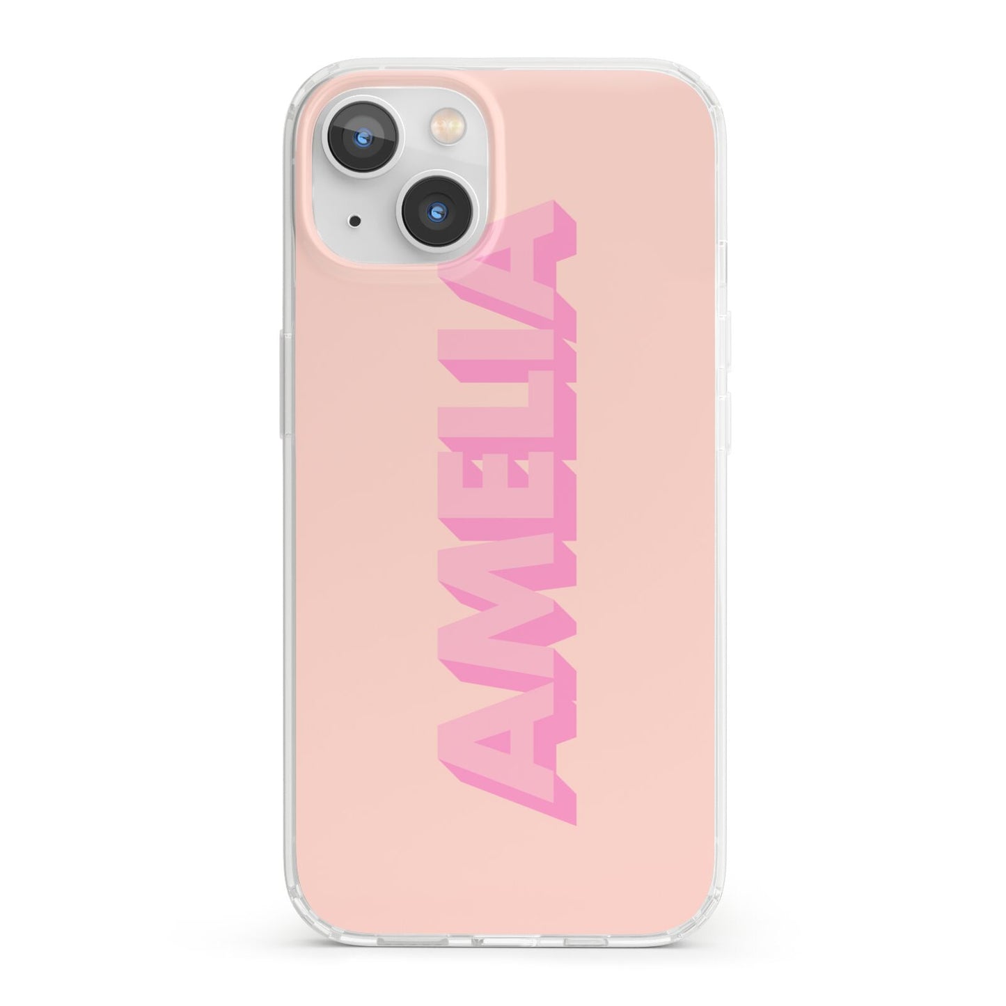 Personalised Peach Pink Name iPhone 13 Clear Bumper Case