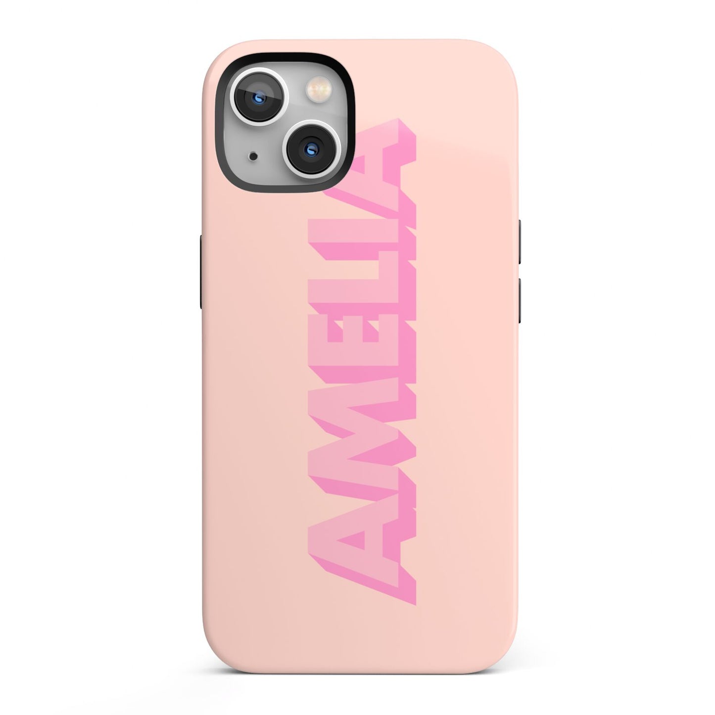 Personalised Peach Pink Name iPhone 13 Full Wrap 3D Tough Case