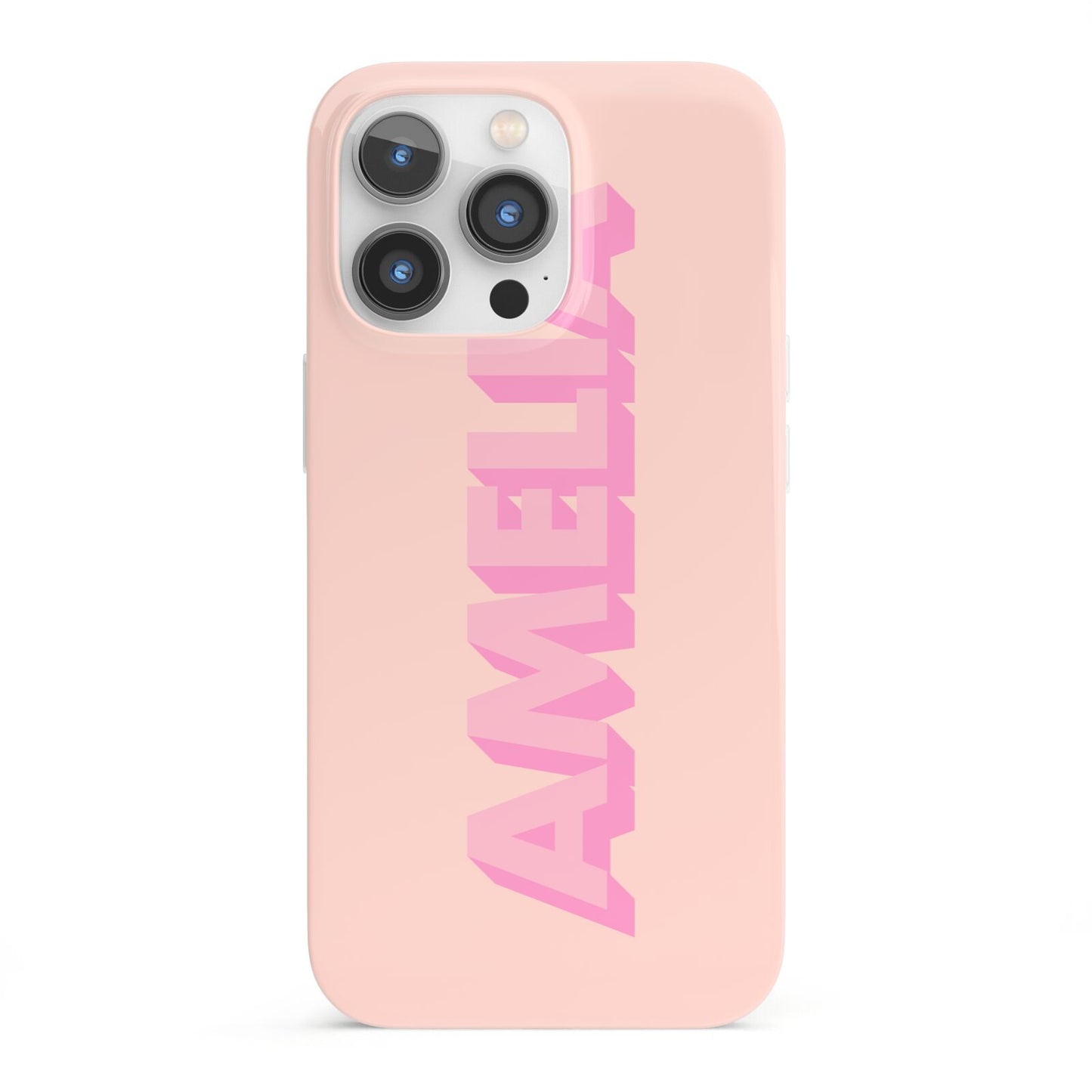 Personalised Peach Pink Name iPhone 13 Pro Full Wrap 3D Snap Case