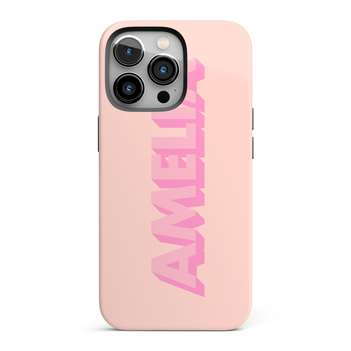 Personalised Peach Pink Name iPhone 13 Pro Full Wrap 3D Tough Case