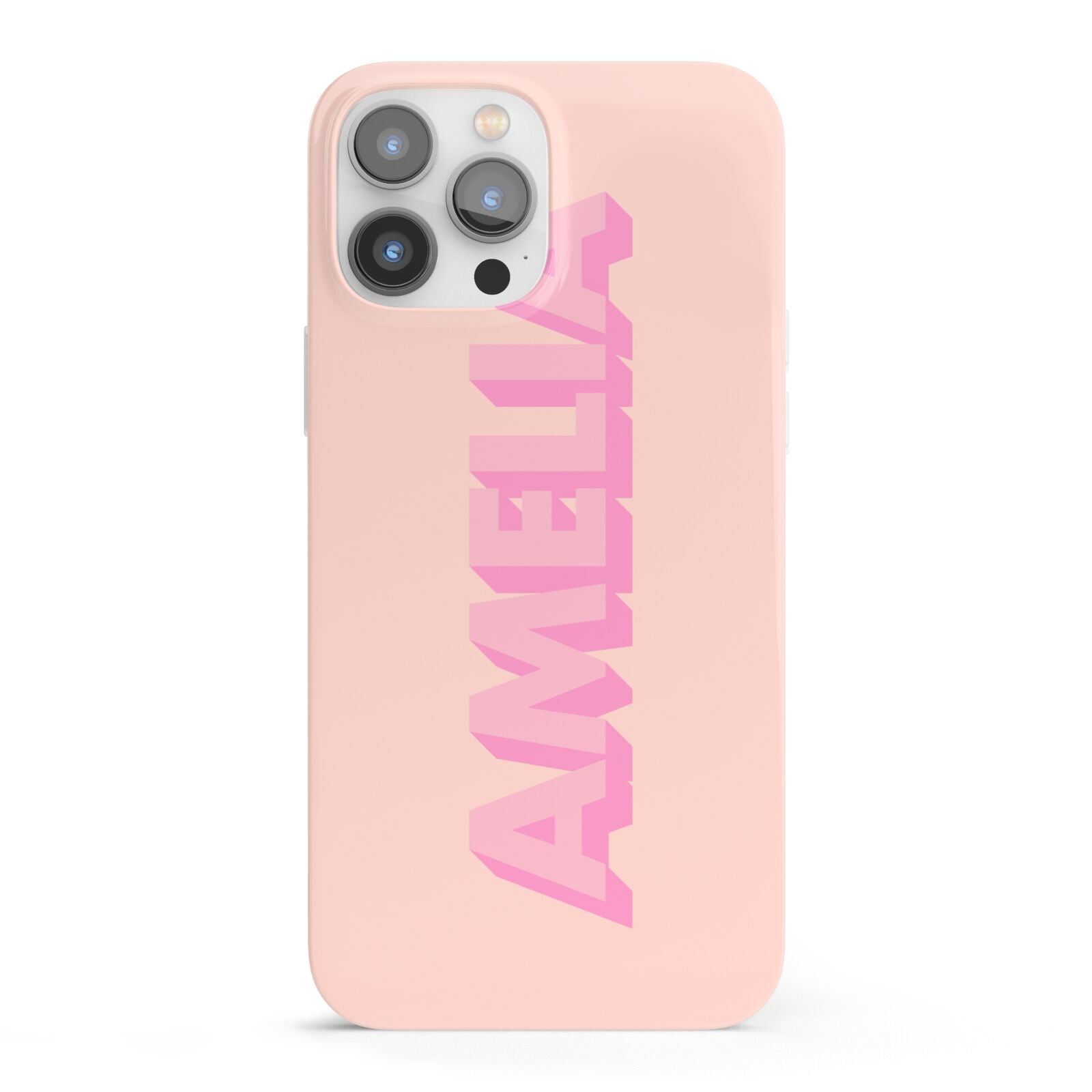 Personalised Peach Pink Name iPhone 13 Pro Max Full Wrap 3D Snap Case