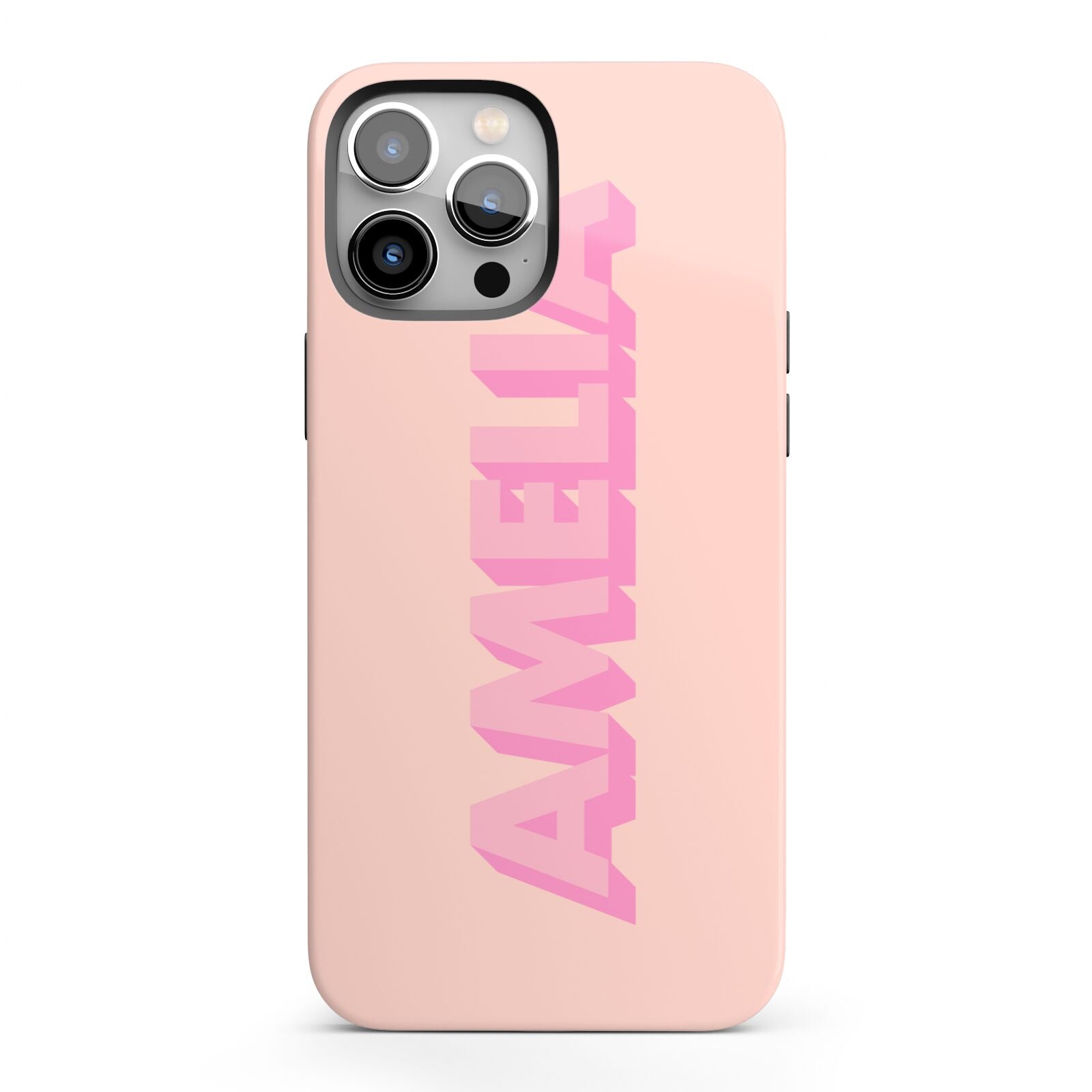 Personalised Peach Pink Name iPhone 13 Pro Max Full Wrap 3D Tough Case