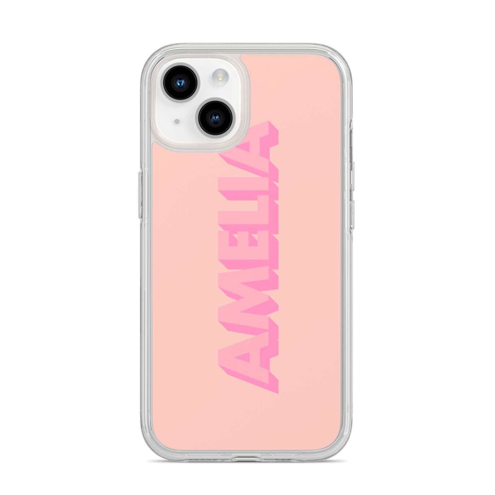 Personalised Peach Pink Name iPhone 14 Clear Tough Case Starlight