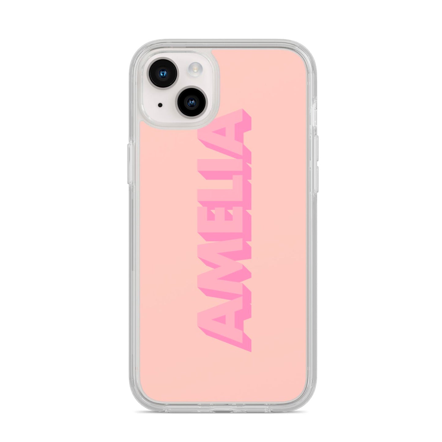 Personalised Peach Pink Name iPhone 14 Plus Clear Tough Case Starlight