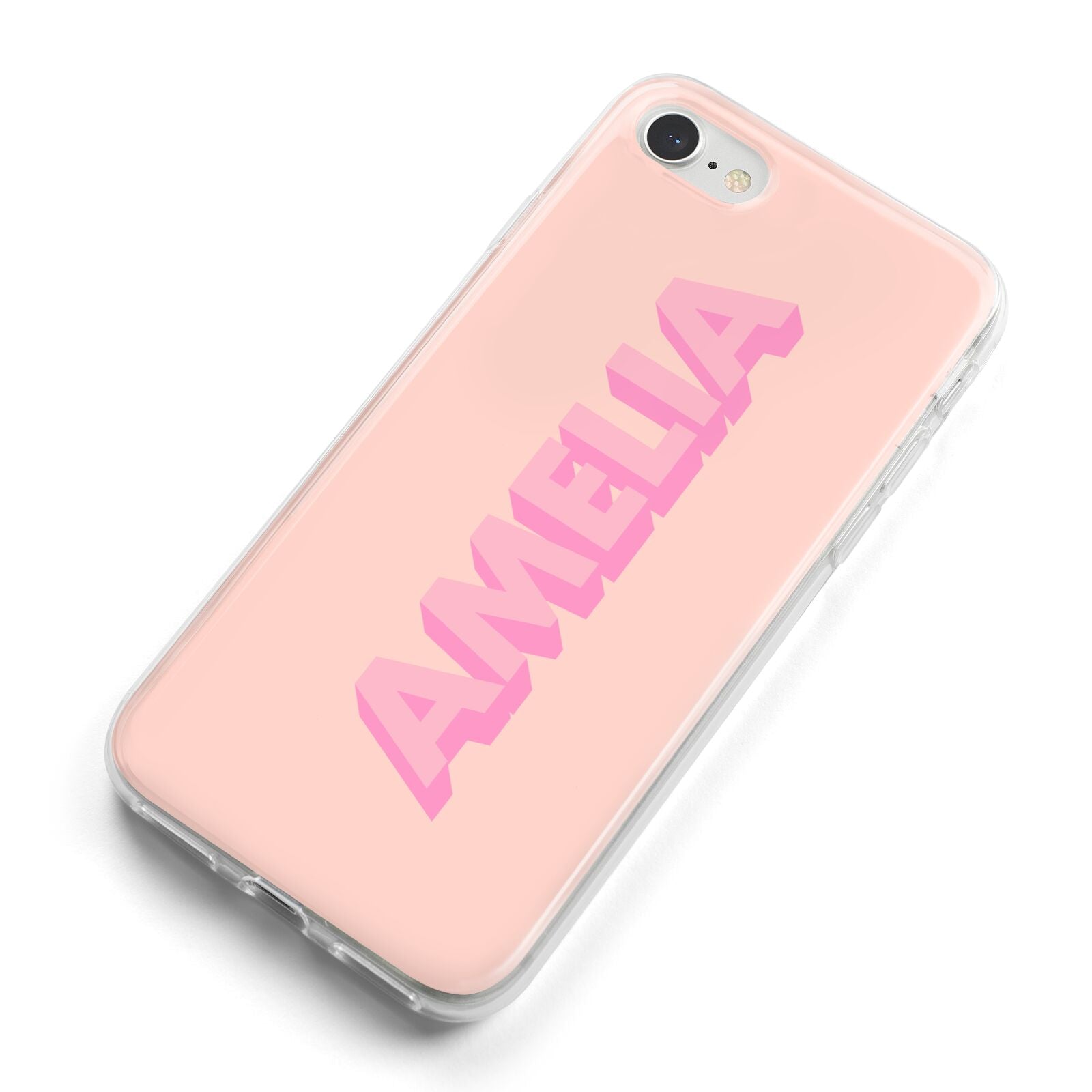 Personalised Peach Pink Name iPhone 8 Bumper Case on Silver iPhone Alternative Image