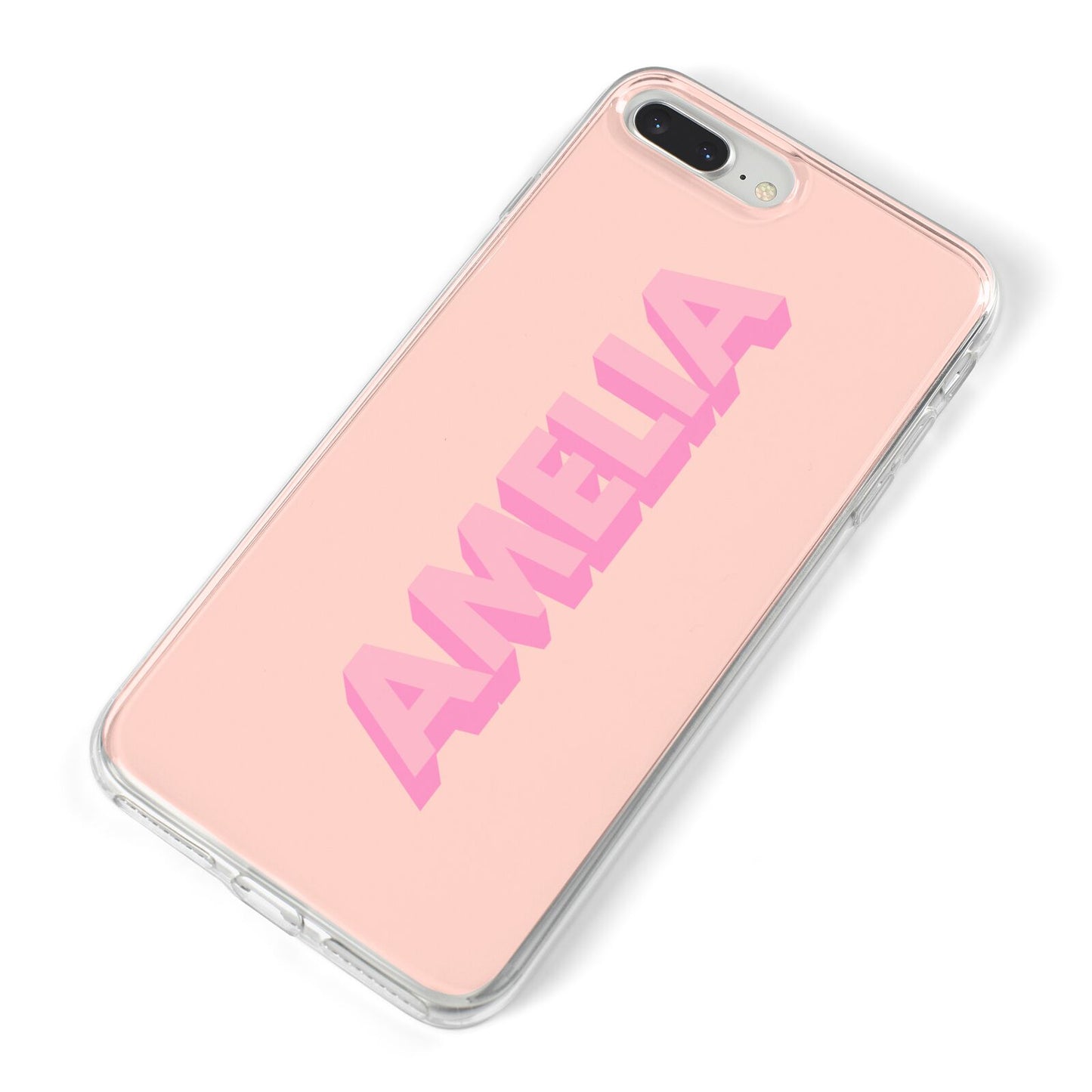 Personalised Peach Pink Name iPhone 8 Plus Bumper Case on Silver iPhone Alternative Image