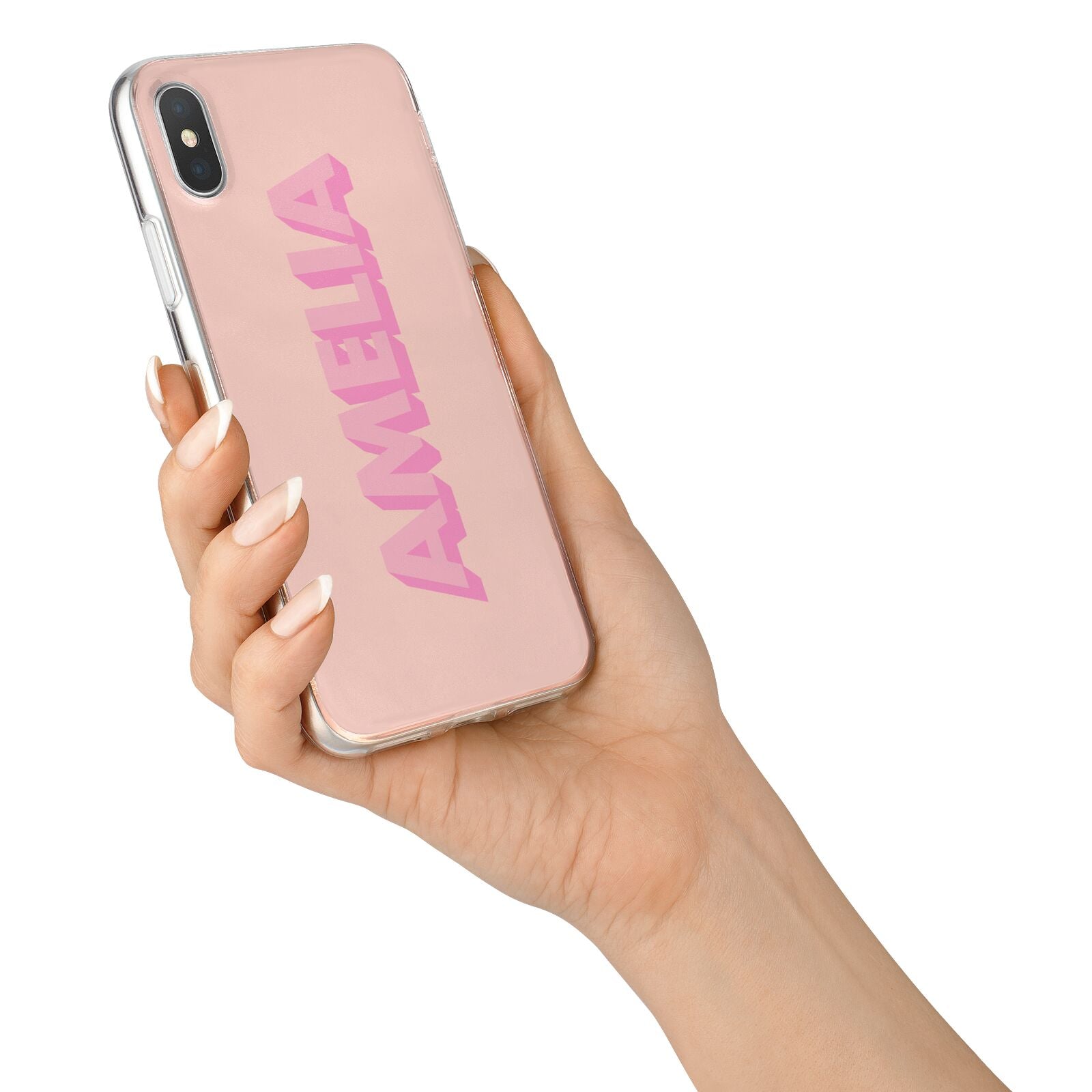 Personalised Peach Pink Name iPhone X Bumper Case on Silver iPhone Alternative Image 2