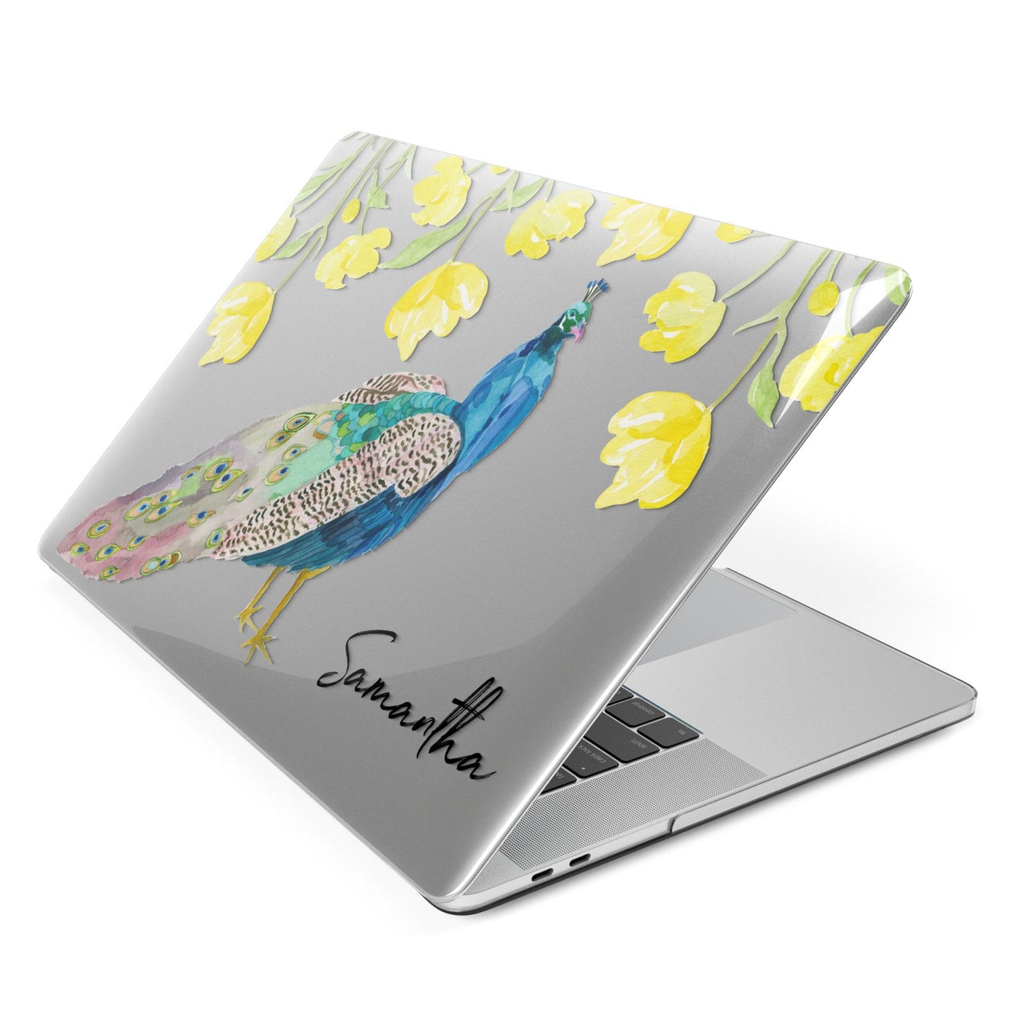 Personalised Peacock Apple MacBook Case Side View