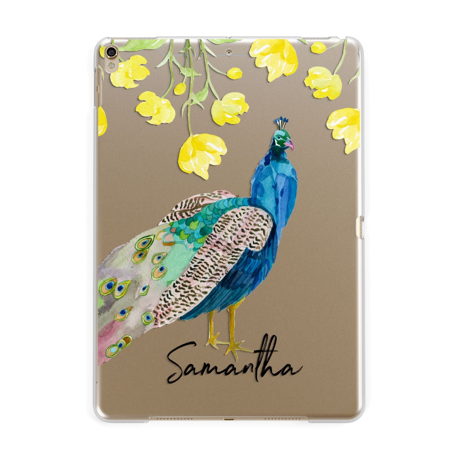 Personalised Peacock Apple iPad Gold Case