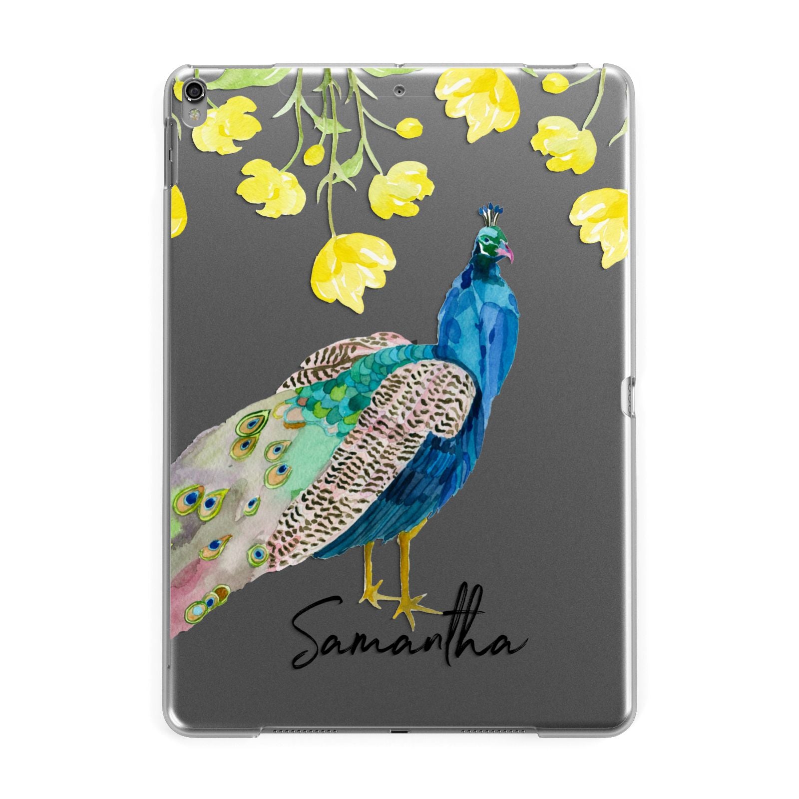 Personalised Peacock Apple iPad Grey Case